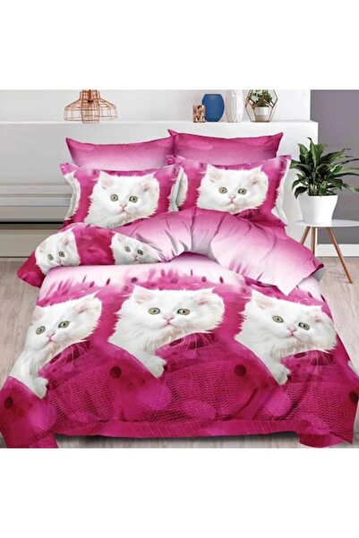 Casa de Vis Set lenjerie de pat dublu, 6 piese, bumbac satinat, 220 x 230 cm,...