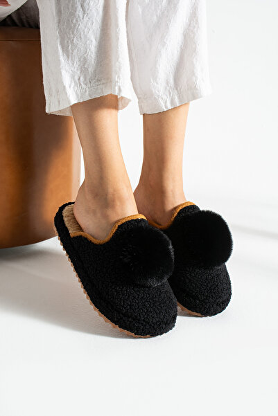 Akınal Bella Women's Home Slippers with Pompoms