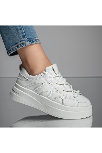 Modlet.ro Women's white sports shoes with thick sole MOD11667