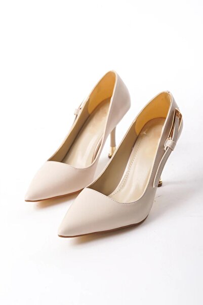 Preshley Kadın Fascino Bej Deri Stiletto Topuklu Ayakkabı
