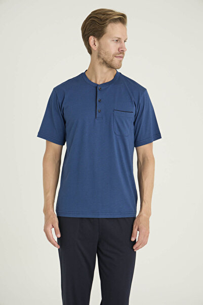 KLY Men's Super Large Size Midi Collar Pajama Set Stylish Design