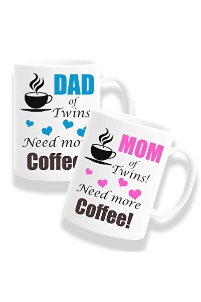 OEM Set 2 Cani Personalizate cu mesaj: „Mamă de gemeni, Tată de gemeni, Mai v...