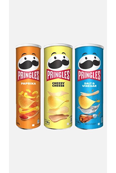 Pringles 165 جرام × 3 قطع (بابريكا-جبنة-ملح وخل)