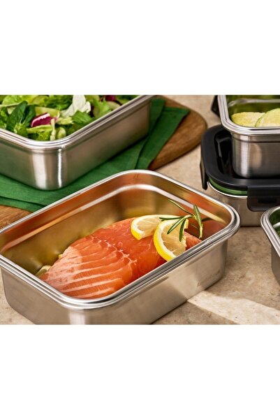 locknlock Stainless Steel Rectangular Container 1.2L – Four-Side Locking Lid, Oven & Freezer Safe