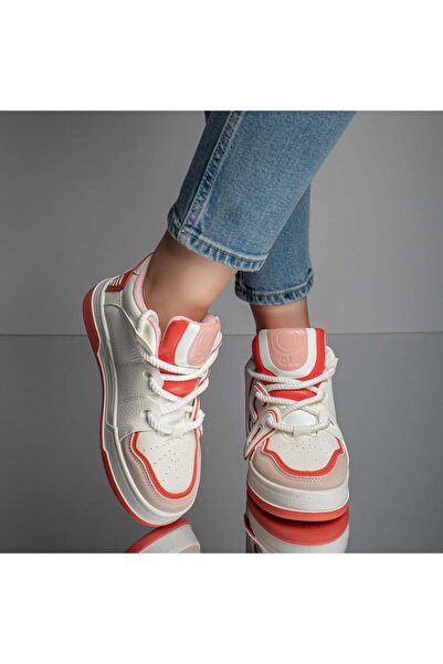 Modlet.ro Women's white and orange sports shoes MOD11666