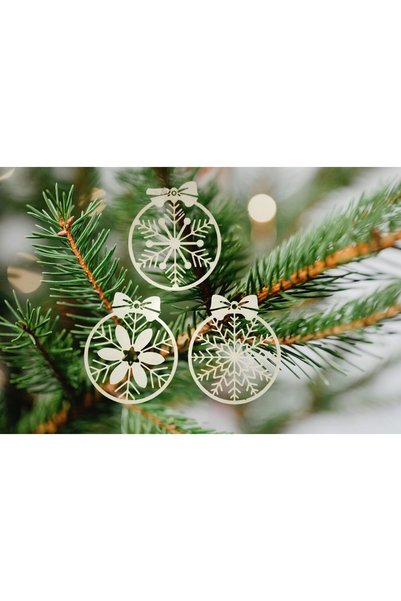 Şirin Lazer Triple Snowflake Christmas Ornament