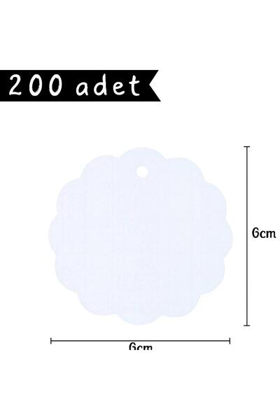 naturevo 200 Adet Dalgalı Kenar Yuvarlak Etiket Kartı – 6 cm – 300 gr – 40 m ...