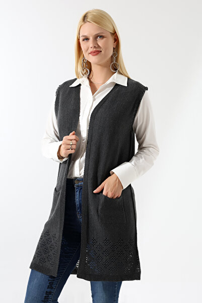 Devinka Women's Anthracite Gray Seasonal Knitwear Vest