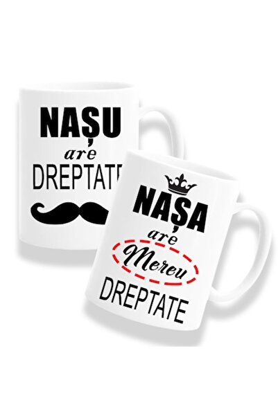 OEM Set 2 Cani Personalizate pentru nasi cu mesaj: 'Nasu are dreptate, Nasa a...