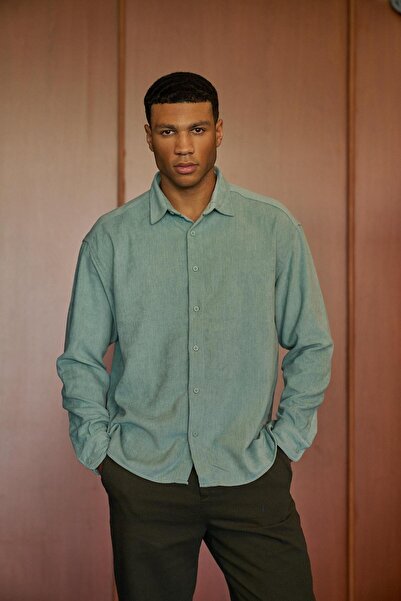 NGR Noris Kadife Gömlek Mint Yeşili