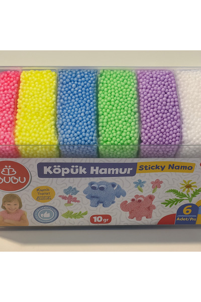 Bubu Foam Dough Sticky Nano 6X10 Gr Non-Drying Colored Play Dough Set – 6 Colors