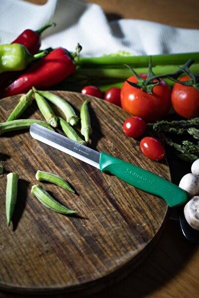 Solingen Ava Yeşil Bıçak – Tırtıklı, 18,5 cm, Paslanmaz Alman Çeliği, Ergonomik Sap (Tekli)