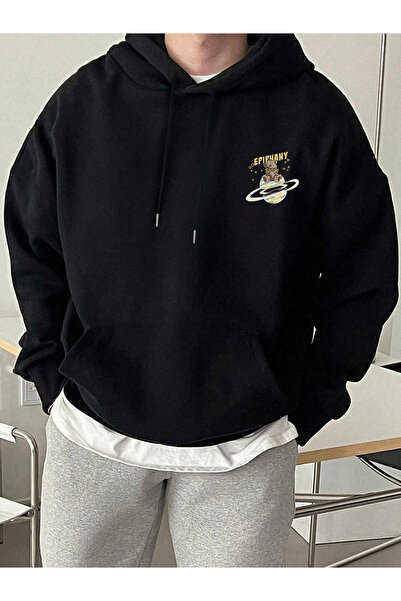 MODAVİBE سترة بقلنسوة مطبوعة – للجنسين – قماش بوليستر قطني مزدوج الخيوط