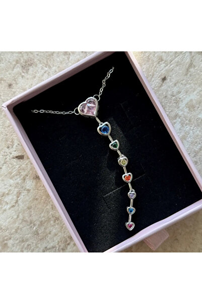 Ervalina قلادة على شكل حرف Y من الفولاذ بتصميم حجر القلب