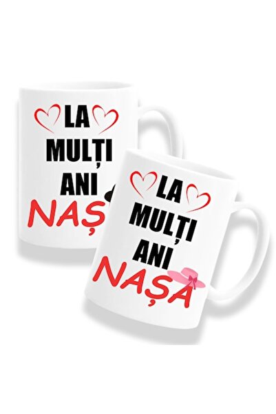 OEM Set 2 căni personalizate Nasi cu mesajul: „La mulți ani, Nasu/Nasa”, Mode...
