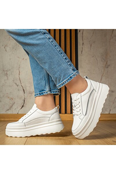 Modlet.ro Γυναικεία λευκά δερμάτινα αθλητικά παπούτσια MOD12973