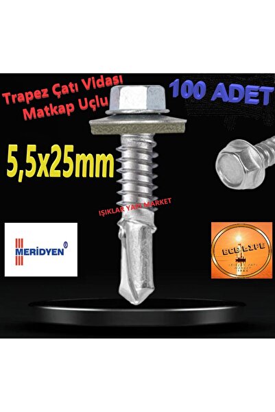 ece life 5,5x25mm -Trapez Çatı vidası -Matkap Uçlu -Panel Vidası-Akıllı Vida ...