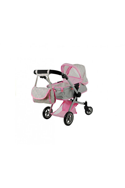 Evelise Καρότσι κούκλας Alice 2 σε 1, γκρι με ροζ