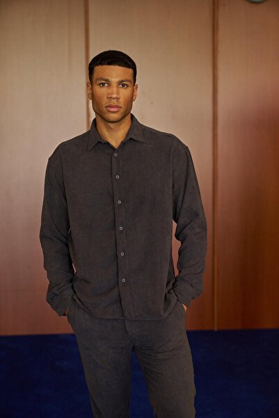 NGR Noris Kadife Gömlek Gri