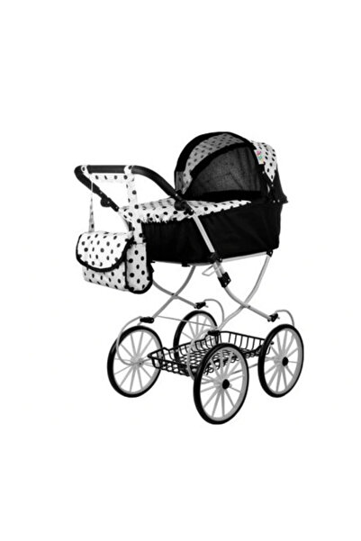 Evelise Καρότσι κούκλας Alice, 2 σε 1, λευκό με μαύρες βούλες