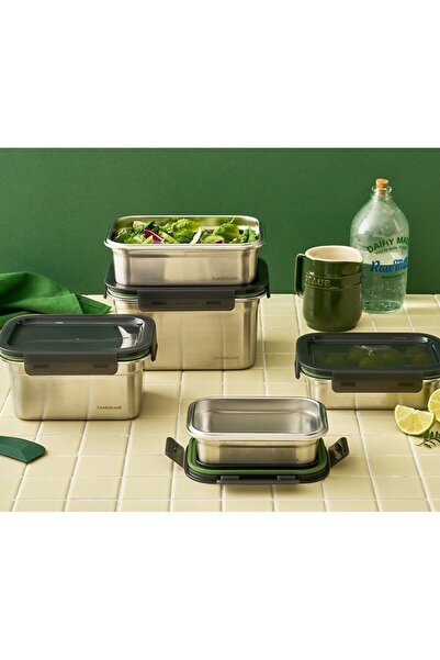 locknlock Stainless Steel Food Container w/ Divider 1L – Four-Side Locking Lid, Oven & Freezer Safe