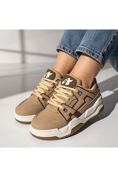 Modlet.ro Pantofi sport kaki pentru femei cu talpă groasă MOD11747