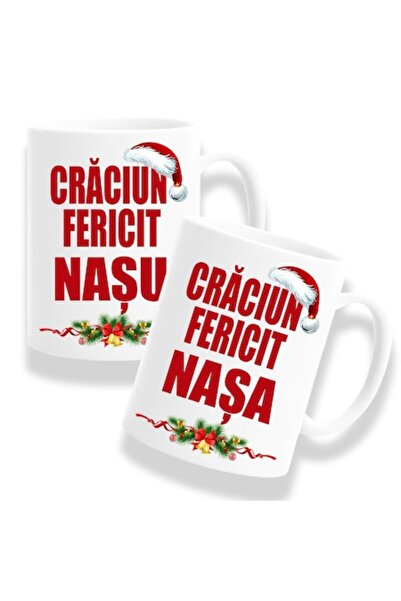 OEM Set of 2 mugs with message: 'Merry Christmas Godfather/Godmother'