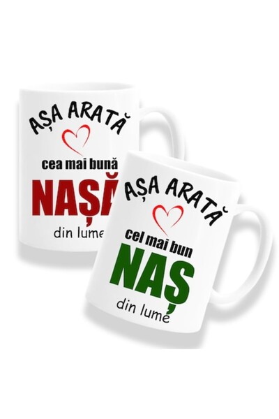 OEM Set 2 Cani personalizate pentru Nasi cu mesaj: "Asa arata cea mai buna Na...