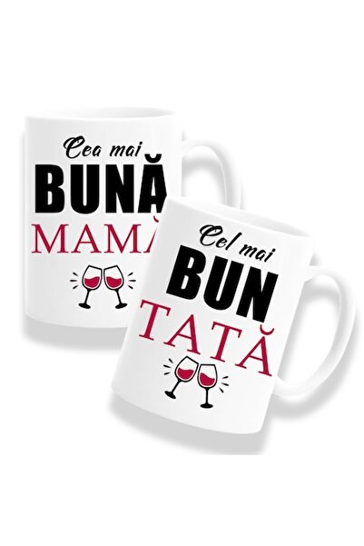 OEM Set 2 căni personalizate, Cea mai bună mamă, Cel mai bun tată, 330ml, Cer...