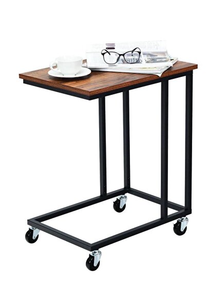 MAVİ TREND Koltuk Altı Sehpası Tekerli Zigon C Zigon Sehpa Takımı Siyah Metal...