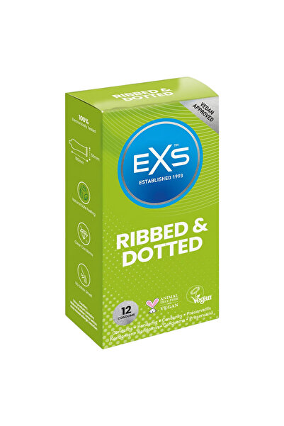 EXS Set 12 prezervative latex cu puncte si nervuri