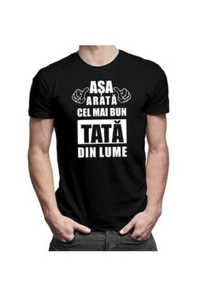 OEM Tricou barbatesc 'Asa arata cel mai bun tata' negru, 100% Bumbac