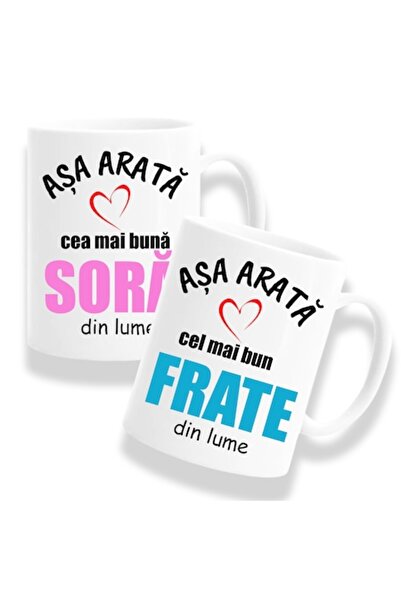 OEM Set 2 căni personalizate pentru frați/surori cu mesajul: „Așa arată cea m...