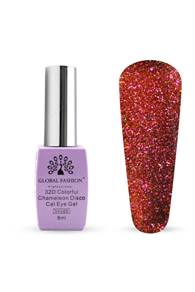 global fashion 32D Chameleon Cat Eye Gel Polish 8ml – Magnetic Galaxy Violet Sparkle, UV/LED Soak Off, Long-Lasting