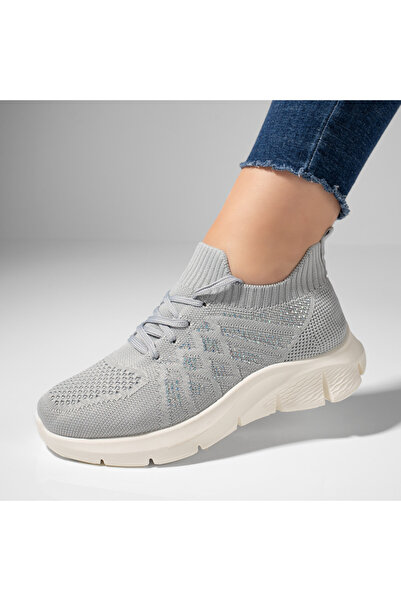 Modlet.ro Pantofi sport gri din material textil pentru femei MOD11523