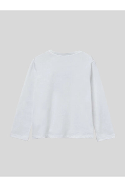 Benetton Φούτερ για κορίτσια με στάμπα 1-6 ετών Λευκό
