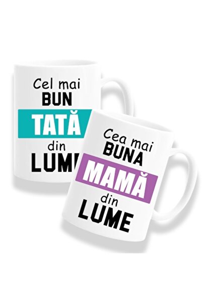 OEM Set de 2 căni personalizate pentru părinți cu mesajul: „Cel mai bun tată,...