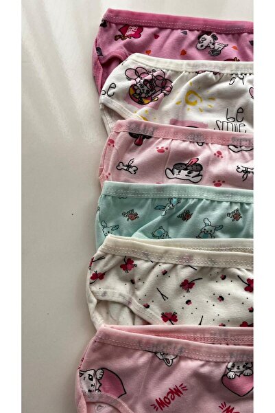 Palal Girls' Patterned Slip Panties 6-Pack Kids 100% Cotton