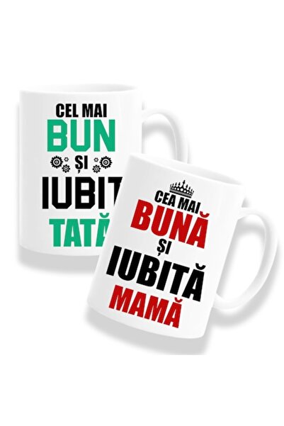 OEM Set 2 căni personalizate pentru părinți cu mesajul: „Cea mai bună și iubi...