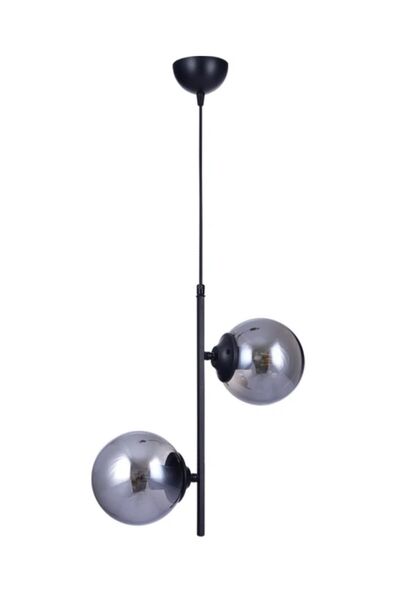 Ömür Avize Fumi Modern Tasarım Kapalı Camlı İkili Avize