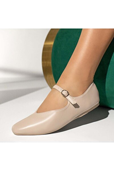 Modlet.ro Balerini bej pentru femei cu bareta MOD13711