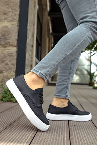 Zerenyus Ανδρικά παπούτσια Rexo Premium Casual Daily Μαύρα Λευκά