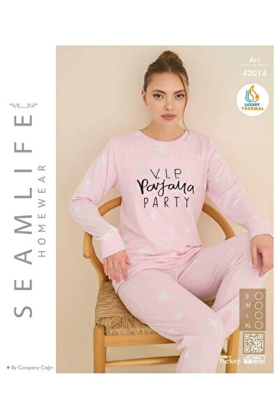 seamlife Kadın Pijama Party Uzun Kollu Termal Yumuşak Pijama Takımı