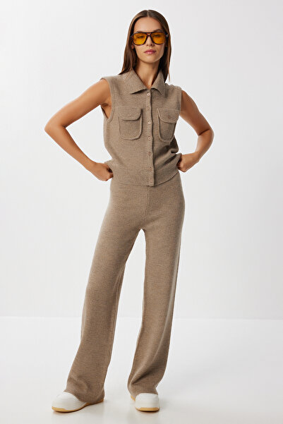 Lovelyİstanbul Yelek Pantolon Triko Takım LNS0089 VİZON