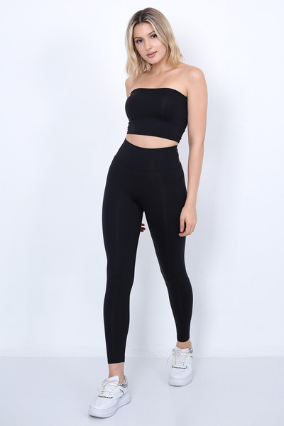 WAYS سروال رياضي نسائي أسود عالي الخصر للغوص