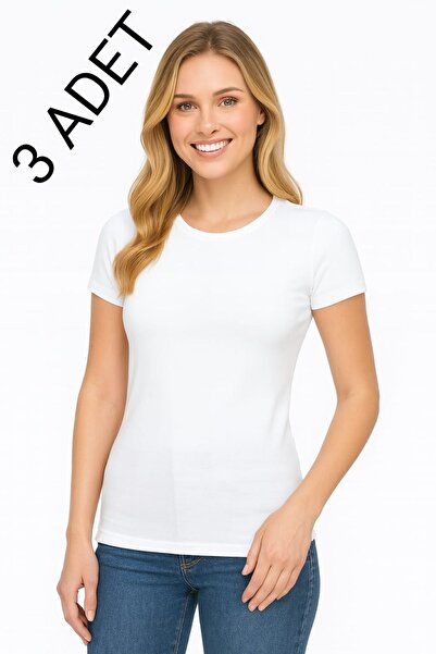 enmodaiçgiyim 3 штуки елітних білих коротких рукавів Basic жіночий боді – м'який, бавовняний, повсякденний, еластичний комфорт