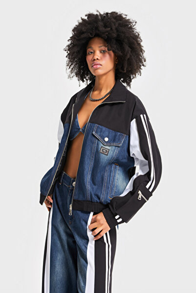 its basic Жіноча джинсова куртка з кольоровими вставками, спеціальний дизайн, вільний крій