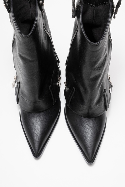 LuviShoes Γυναικείες μπότες με τακούνι LOLA με μαύρο φερμουάρ και μυτερή μύτη