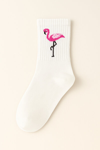 shefox 6 чифта дамски чорапи от памук и ликра с фламинго мотив