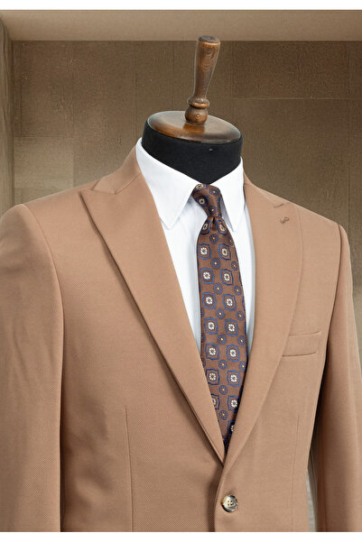 Sergio Menswear Camel İtalyan Stil Slim Fit Erkek Blazer Ceket